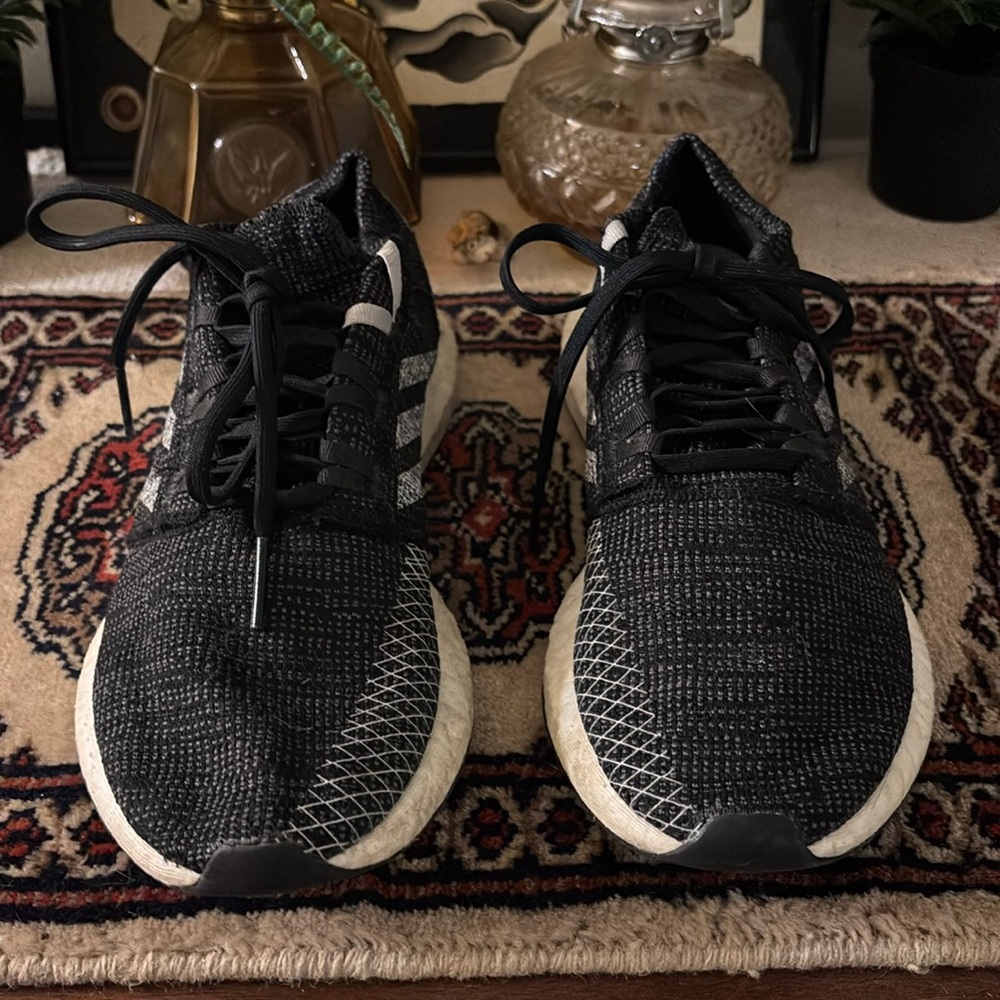 Adidas ultra boost, black and white lady size 8 running shoes